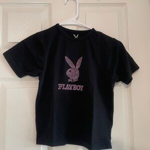 PLAYBOY Black Tee with Pink Logo for Kids